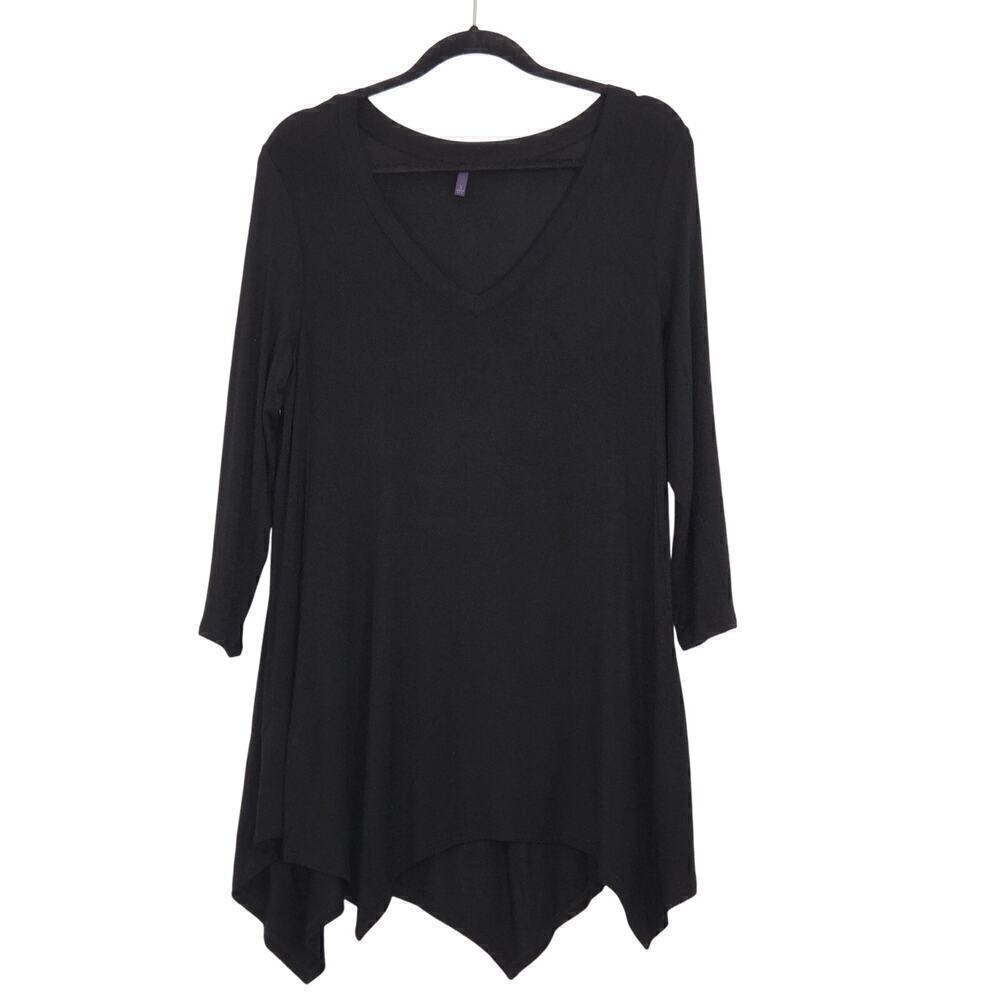 NYDJ Black V-neck Tunic Top Women's Size Small Modal Elastane‎